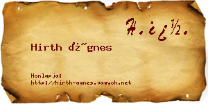Hirth Ágnes névjegykártya